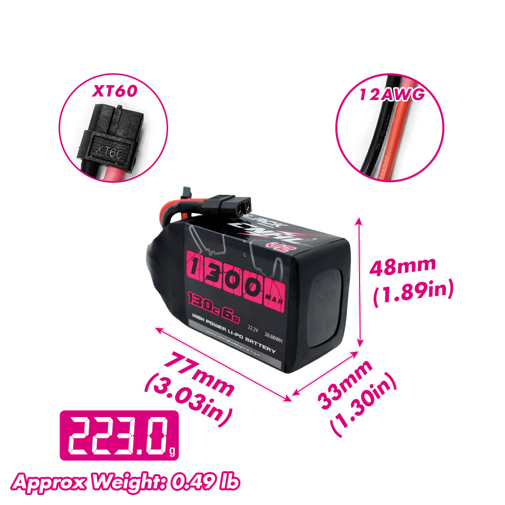 2 batteries Lipo CNHL 6S 22.2V - Drone Battery 6S avis et prix